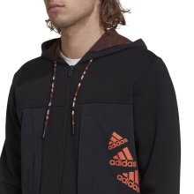 adidas dresowa kurtka z kapturem Essentials BrandLove Fleece (bawełna) czarna męska